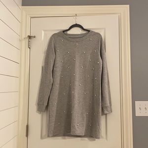 long sleeve dress with pearls